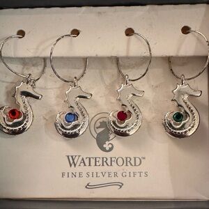 WATERFORD FINE SILVER SEAHORSE WINE CHARMS - SET OF 4 Sea Horse Vintage 2002.